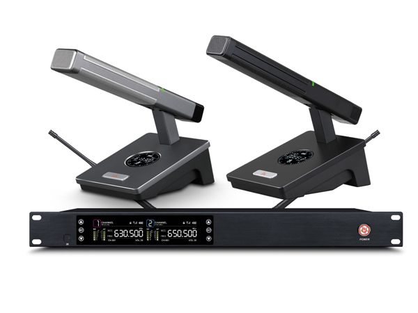 桌面无线会议方杆话筒一拖二，可选手持/鹅颈；